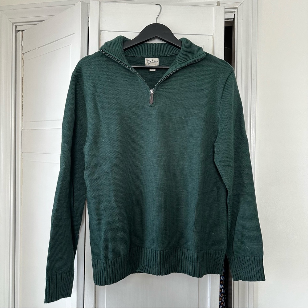 Men's J Crew Green Quarter Zip Sweater
